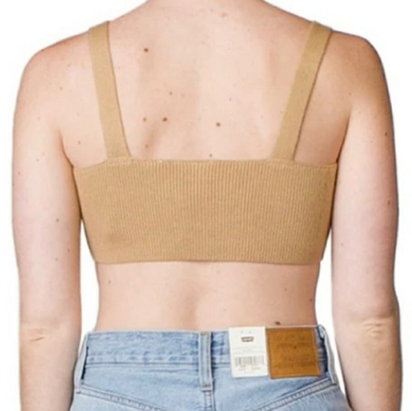 Levi's Norma Sweater Bralette. Knit. Wool bland. V neck. Tan. Size S. - Picture 2 of 9